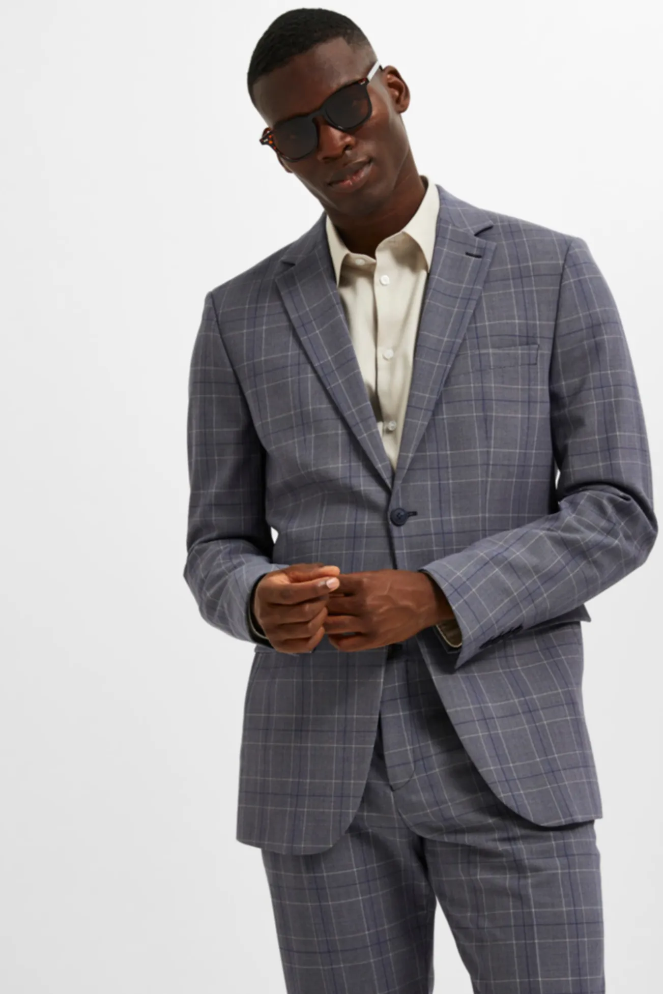 Americana Slim Fit de cuadros con bolsillos