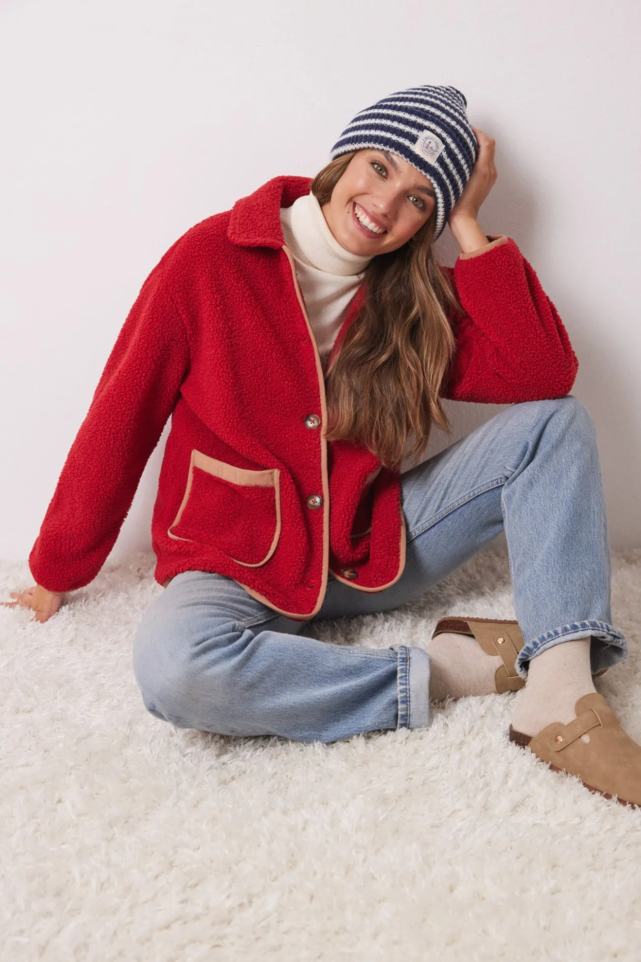 Bata camisera borreguito rojo