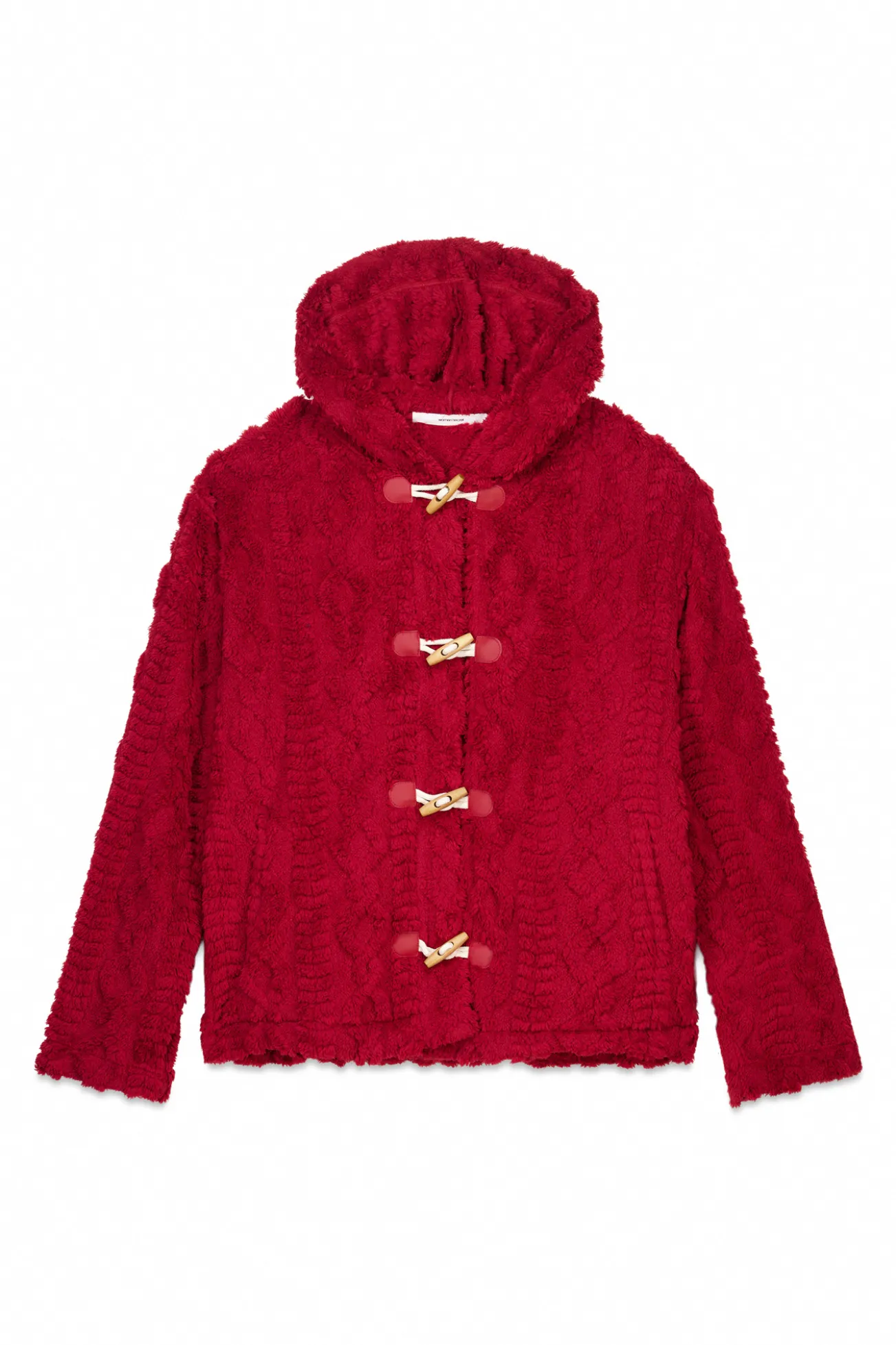 Bata corta capucha polar suave rojo
