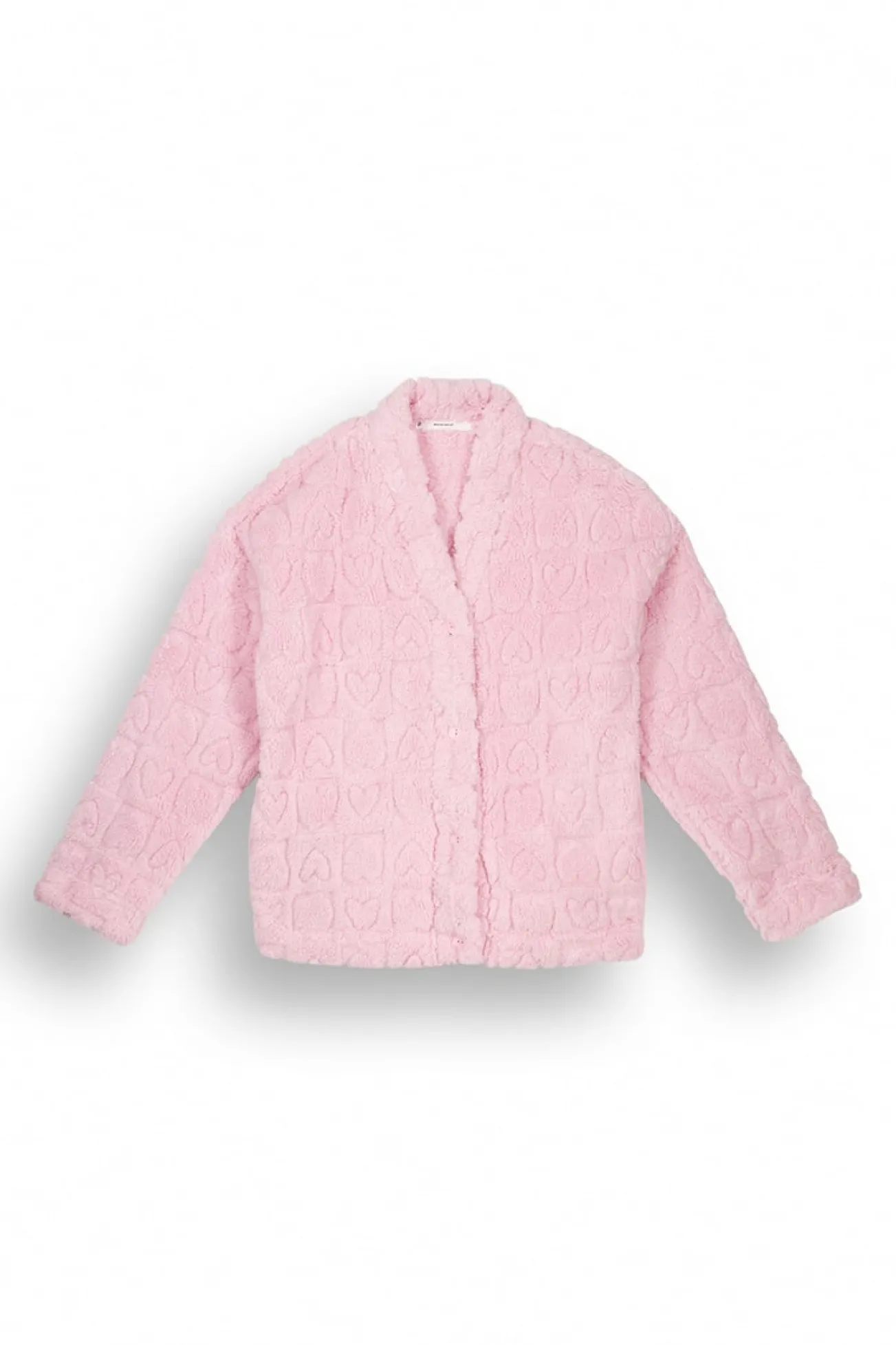 Bata corta rosa pelo esponjoso corazones