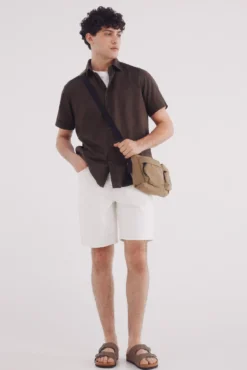 Bermuda vaquera blanco lavada regular fit