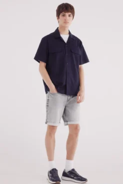 Bermuda vaquera en knit denim