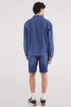 Bermuda vaquera lavado medio oscuro regular fit