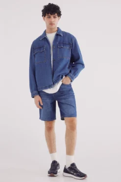 Bermuda vaquera lavado medio oscuro regular fit