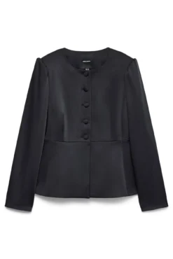 Blazer satinada de mujer con mangas abullonadas