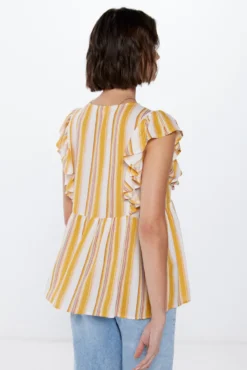 Blusa Bambula Volantes Rayas