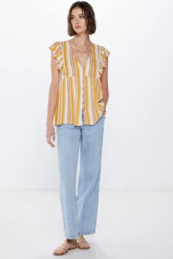 Blusa Bambula Volantes Rayas