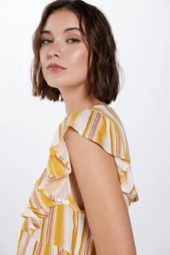 Blusa Bambula Volantes Rayas