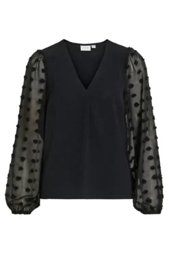 Blusa con plumeti en mangas