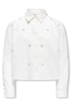 Blusa corta de manga larga con detalle de brillo