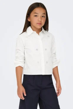 Blusa corta de manga larga con detalle de brillo