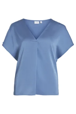Blusa de manga corta satinada