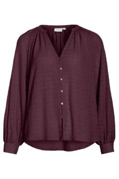 Blusa de manga larga con cuello mao