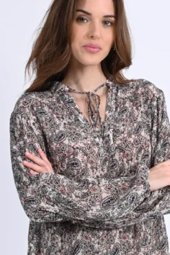 Blusa de manga larga con estampado y lazada