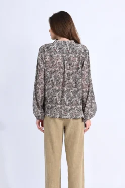 Blusa de manga larga con estampado y lazada