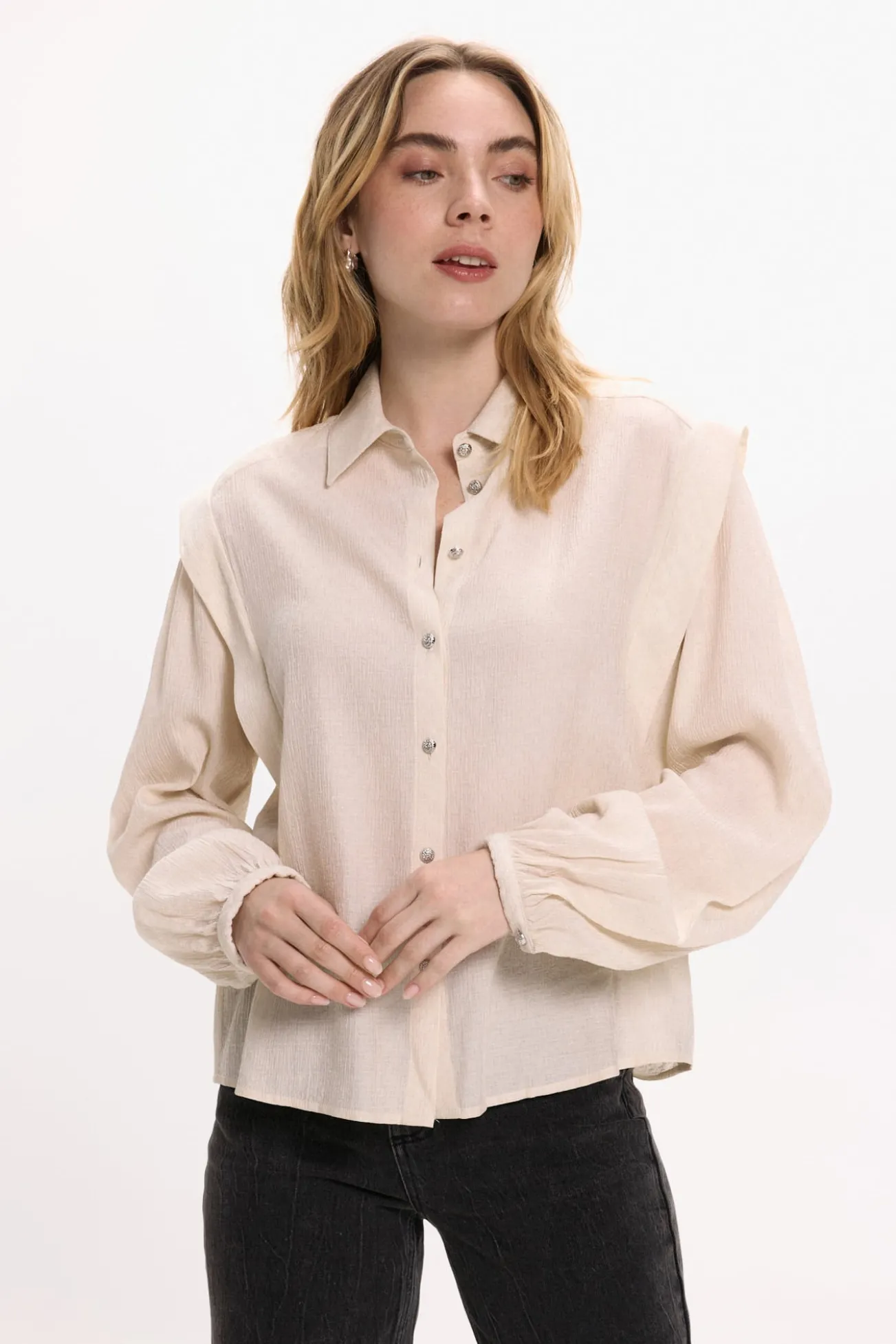 Blusa de viscosa con detalles lúrex