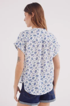 Blusa escote uve algodón lino