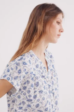 Blusa escote uve algodón lino