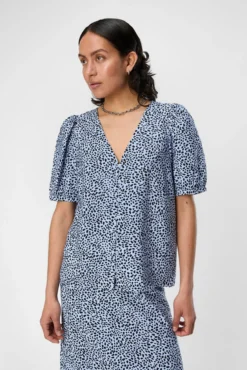Blusa estampada manga abullonada