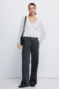 Blusa lurex goma cintura