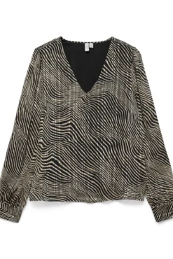 Blusa manga larga cuello pico