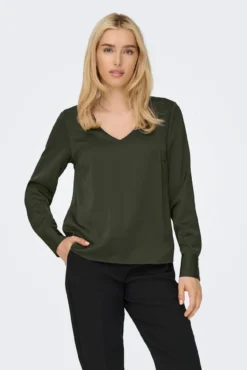 Blusa satinada manga larga