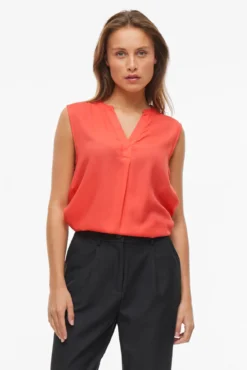 Blusa sin mangas cuello mao de viscosa