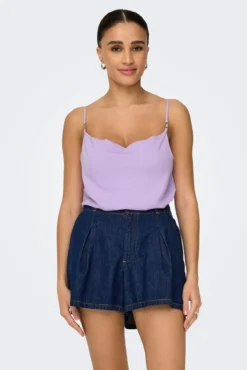Blusa tirantes escote drapeado