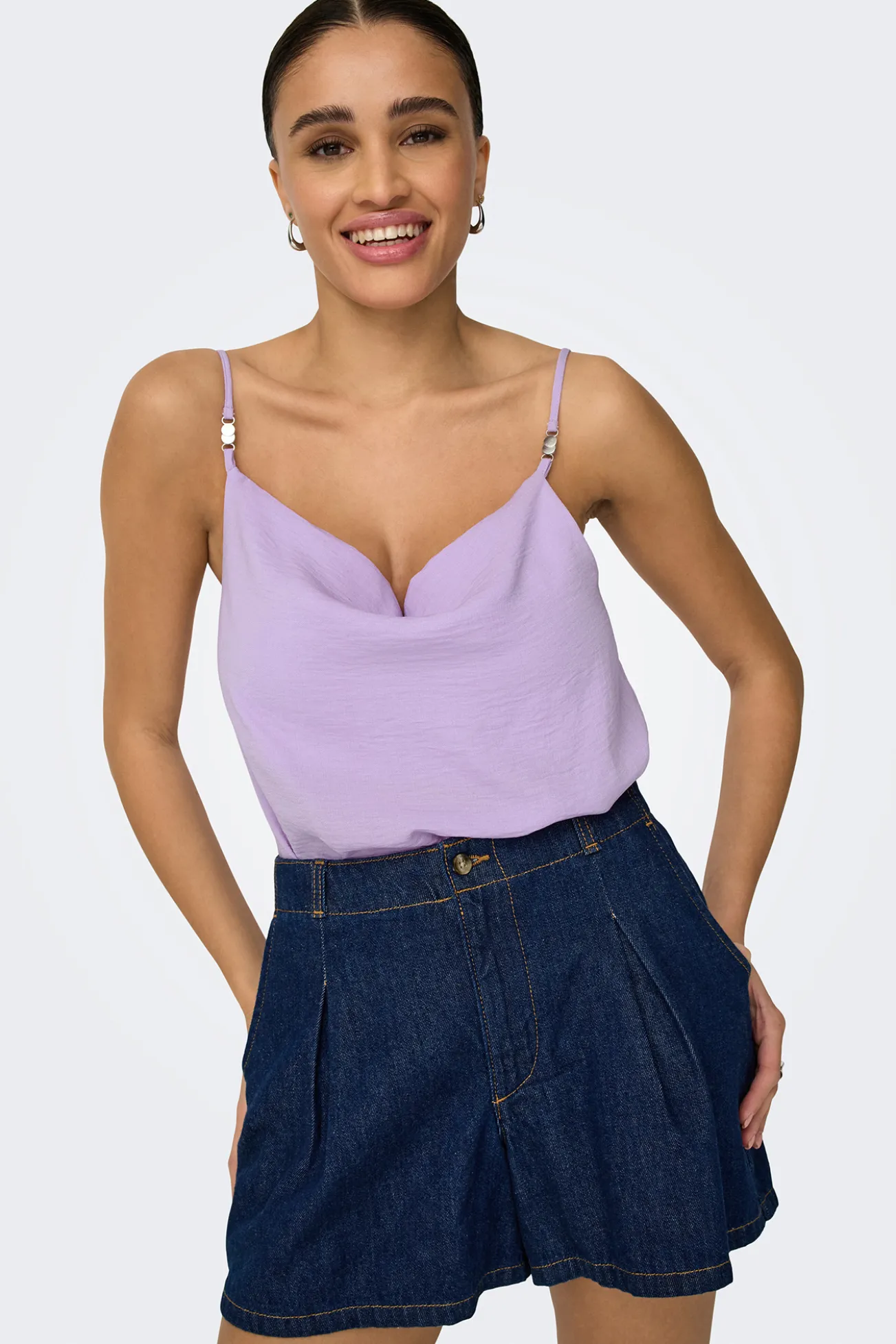 Blusa tirantes escote drapeado