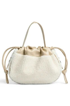Bolso bombonera teddy detalles piel