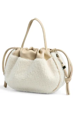 Bolso bombonera teddy detalles piel