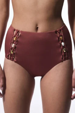Braga alta de bikini marrón