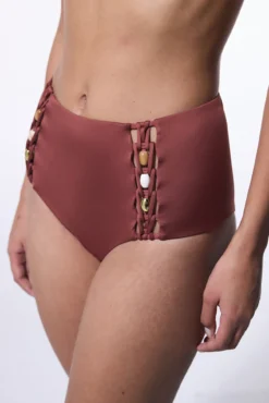Braga alta de bikini marrón