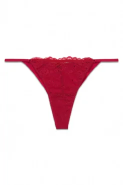 Braga brasileña tira encaje rojo strass