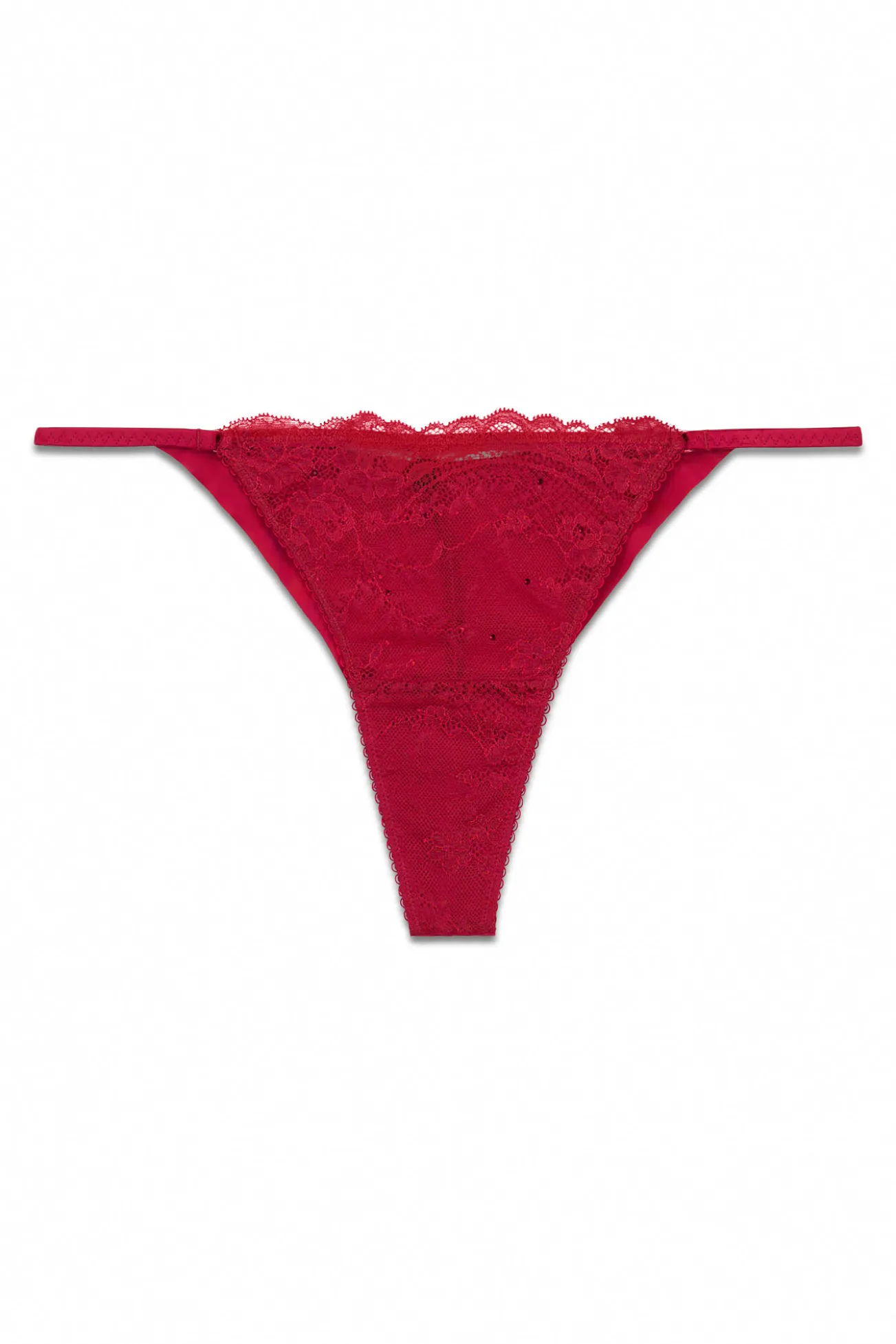 Braga brasileña tira encaje rojo strass