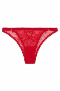 Braga brasileña tira encaje rojo