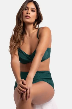 Braga de bikini alta moldeadora verde