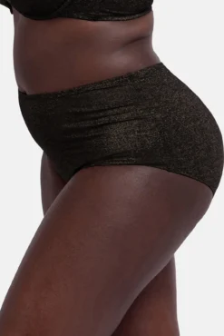 Braga de bikini midi moldeadora brillo negro