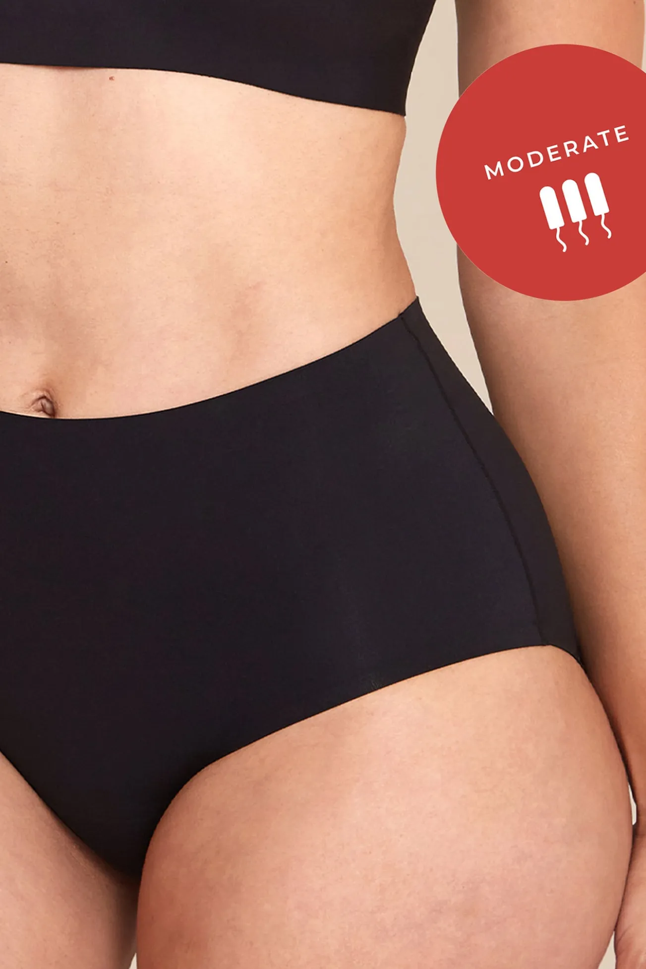 Braga menstrual talle alto negra – Absorción media