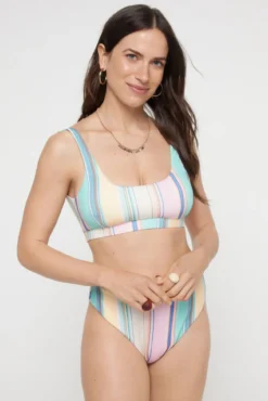 Braguita alta de bikini con estampado a rayas