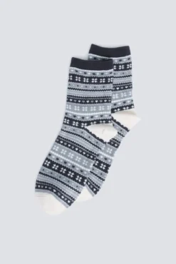 Calcetín largo jacquard cenefas