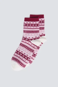 Calcetín largo jacquard cenefas
