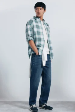 Camisa algodón slub cuadros