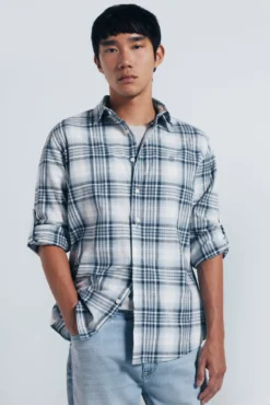 Camisa algodón slub cuadros