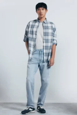 Camisa algodón slub cuadros