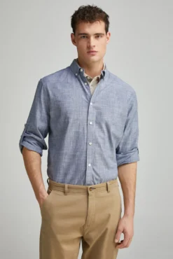 Camisa algodón slub lisa