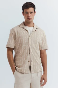 Camisa bowling manga corta punto estampada