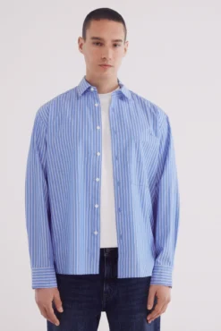 Camisa boxy fit popelín rayas
