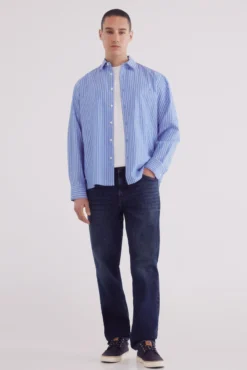 Camisa boxy fit popelín rayas