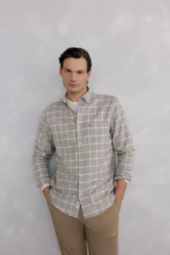 Camisa cuadros franela tejido italiano